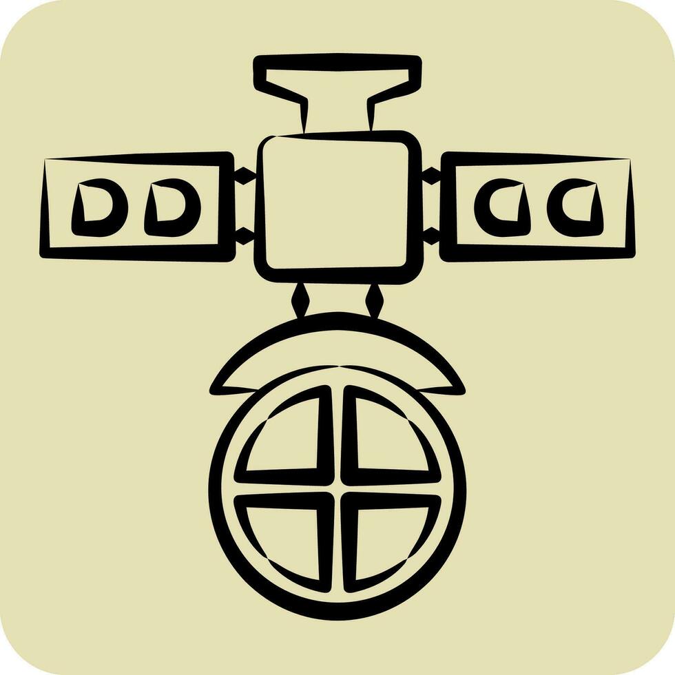 Symbol Militär- Satellit. verbunden zu Satellit Symbol. Hand gezeichnet Stil. einfach Design editierbar. einfach Illustration vektor