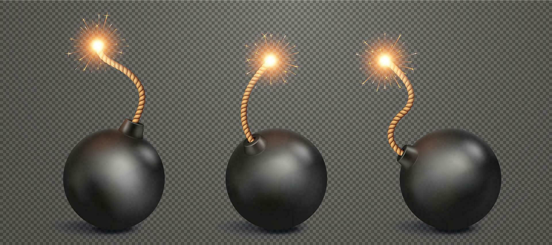realistisch Ball Bombe mit Verbrennung Docht Sicherung vektor