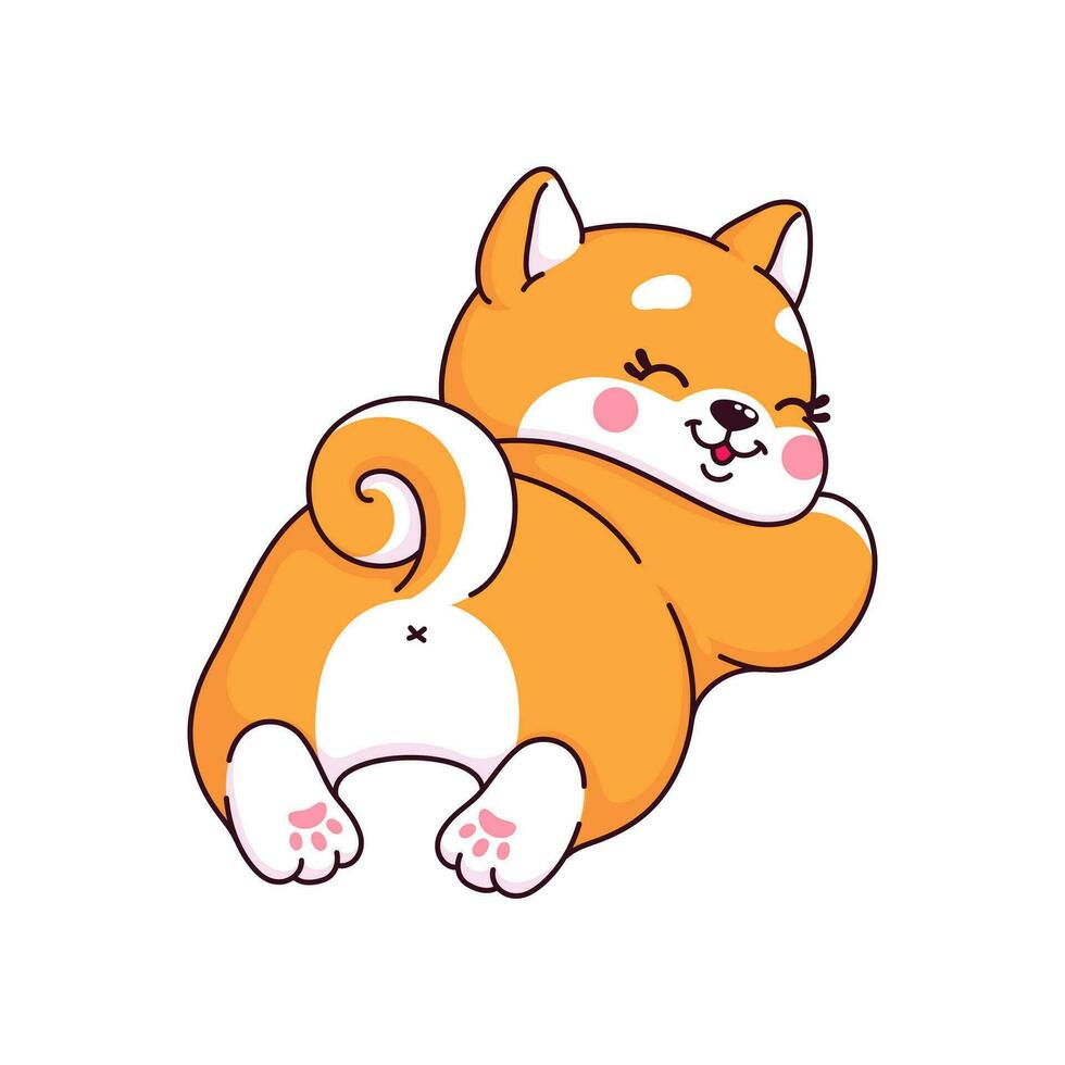 Karikatur kawaii Shiba inu Hund und Hündchen Charakter vektor