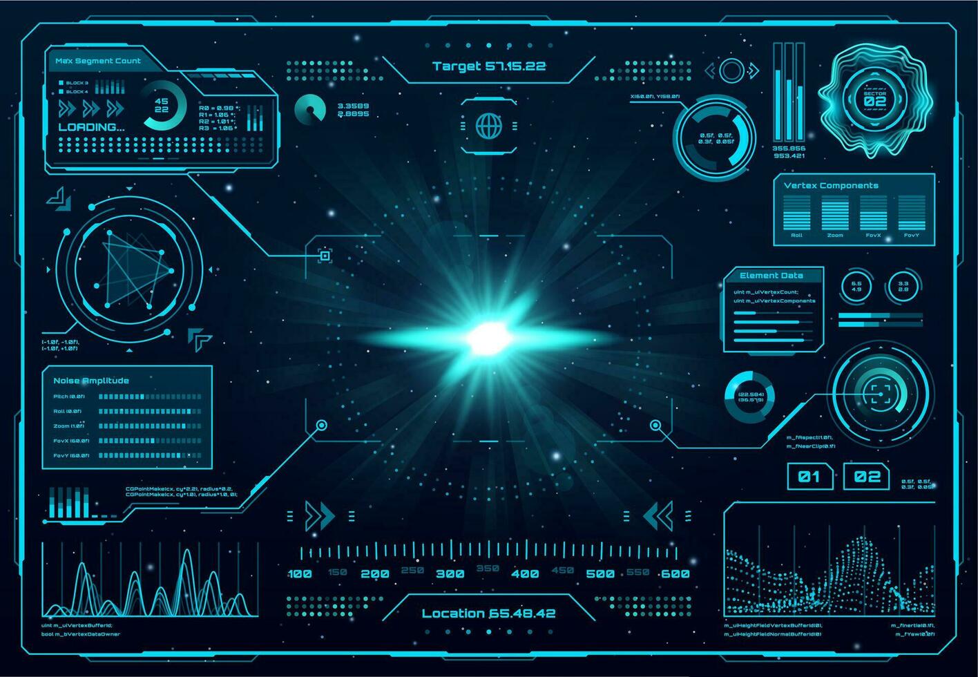 Raumschiff Radar Bildschirm Schnittstelle hud Instrumententafel vektor