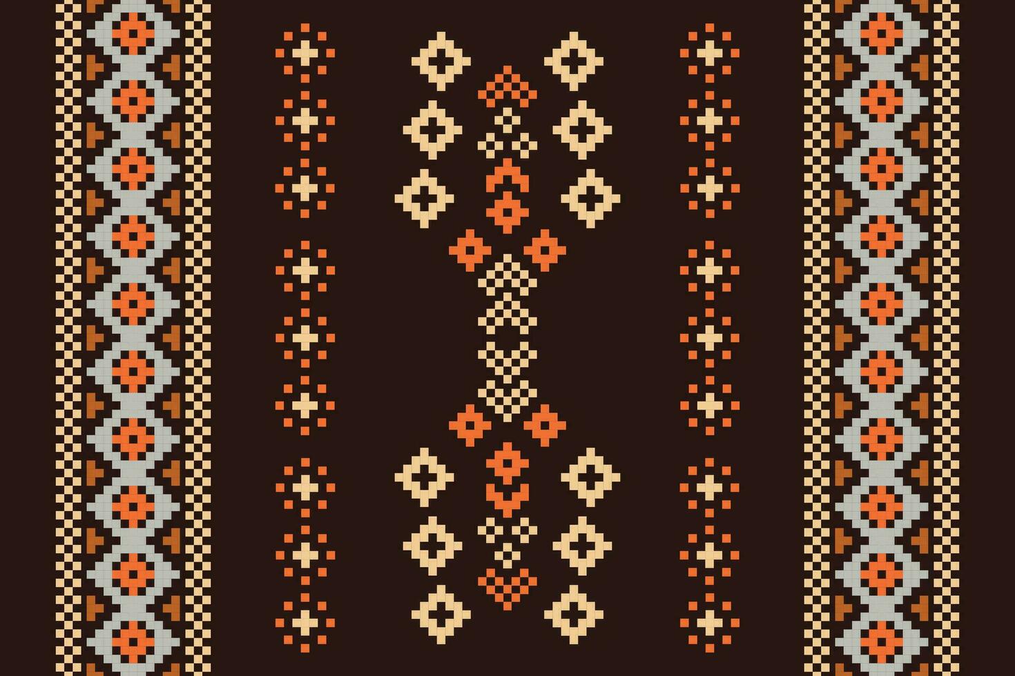 ethnisch geometrisch Stoff Muster Kreuz Stich.ikat Stickerei ethnisch orientalisch Pixel Muster braun Hintergrund. abstrakt, vektor, illustration. Textur, Kleidung, Schal, Dekoration, Motive, Seide Hintergrund. vektor