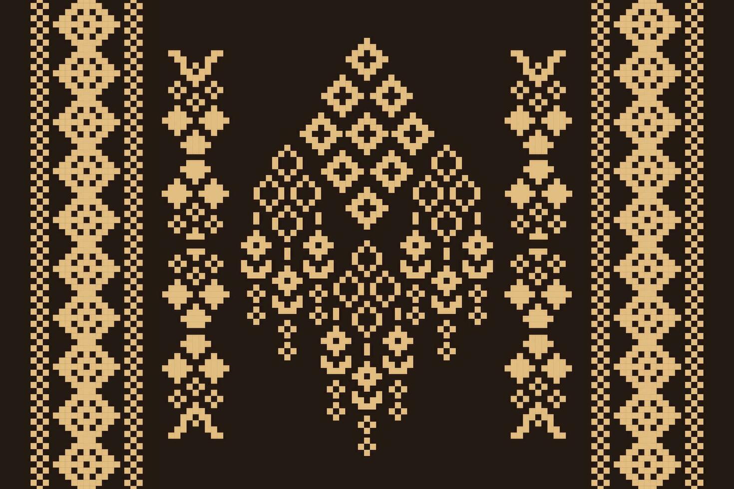 etnisk geometrisk tyg mönster korsa stitch.ikat broderi etnisk orientalisk pixel mönster brun bakgrund. abstrakt, vektor, illustration. textur, kläder, halsduk, dekoration, motiv, siden tapet. vektor