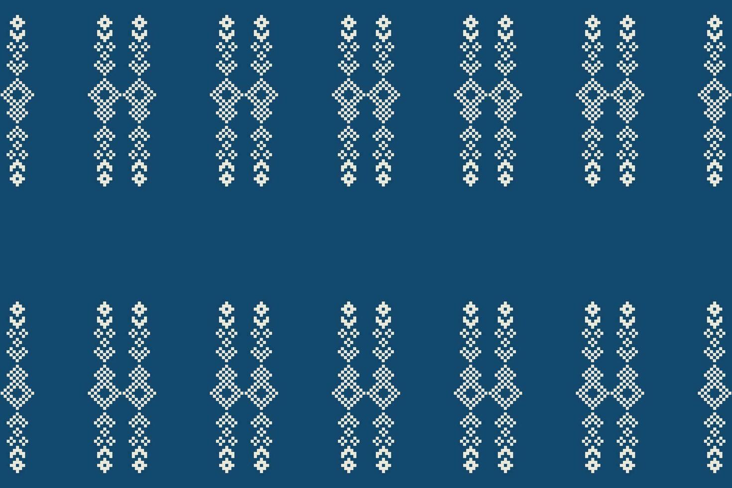 ethnisch geometrisch Stoff Muster Kreuz Stich.ikat Stickerei ethnisch orientalisch Pixel Muster Marine Blau Hintergrund. abstrakt, vektor, illustration. Textur, Kleidung, Schal, Dekoration, Motive, Seide Hintergrund. vektor