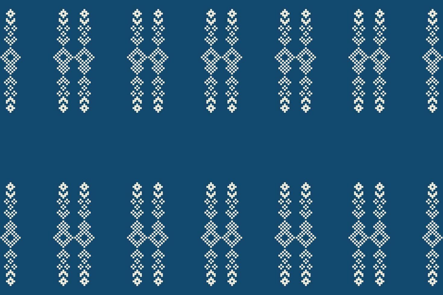 etnisk geometrisk tyg mönster korsa stitch.ikat broderi etnisk orientalisk pixel mönster Marin blå bakgrund. abstrakt, vektor, illustration. textur, kläder, halsduk, dekoration, motiv, siden tapet. vektor
