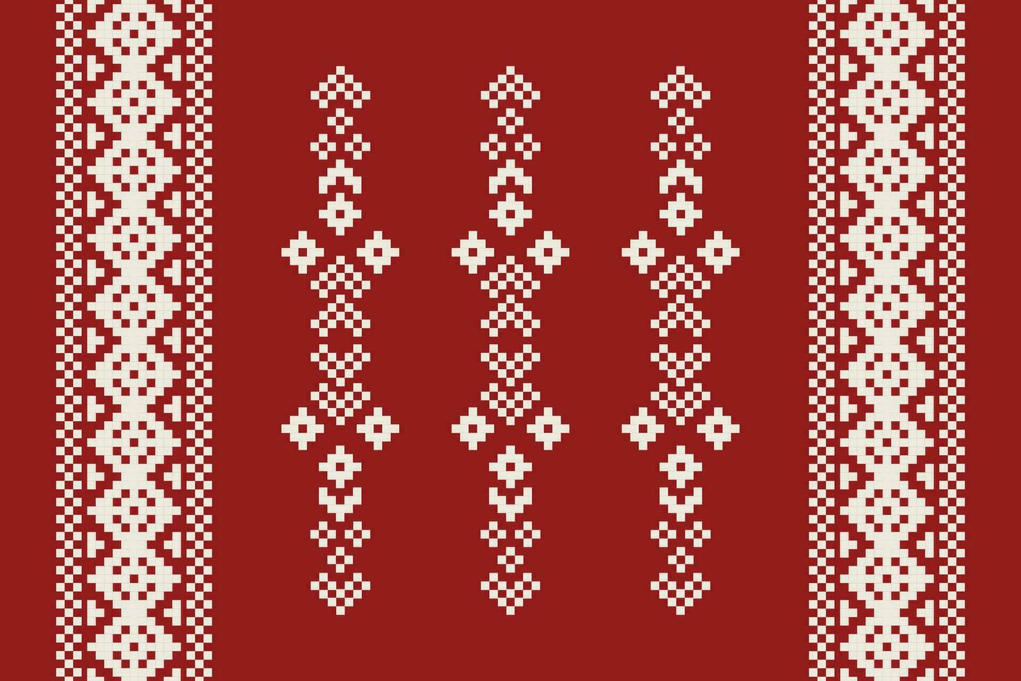 etnisk geometrisk tyg mönster korsa stitch.ikat broderi etnisk orientalisk pixel mönster röd jul dag bakgrund. abstrakt, vektor, illustration. textur, ram, dekoration, motiv, siden tapet. vektor