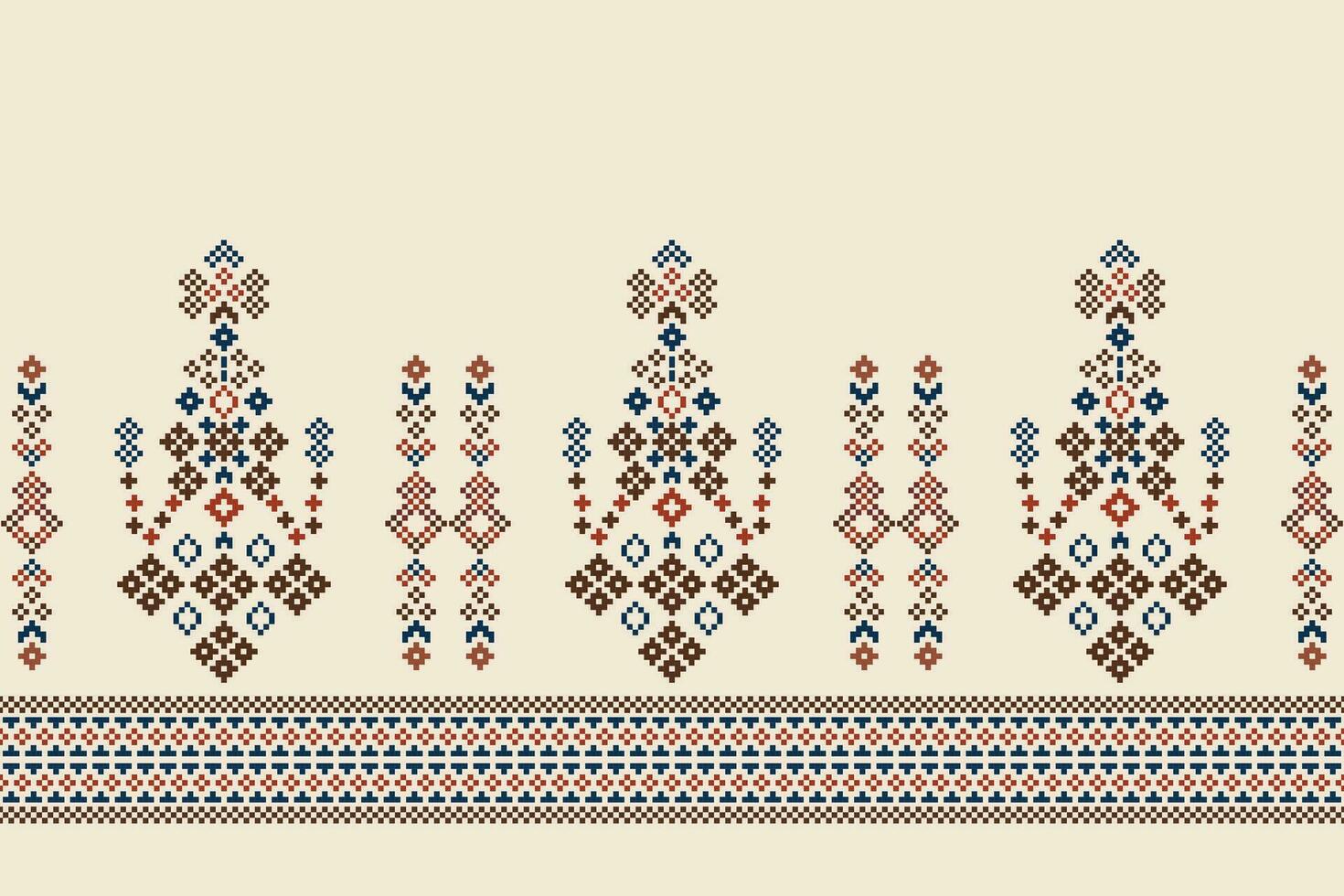 etnisk geometrisk tyg mönster korsa stitch.ikat broderi etnisk orientalisk pixel mönster brun grädde bakgrund. abstrakt, vektor, illustration. textur, kläder, ram, motiv, siden tapet. vektor