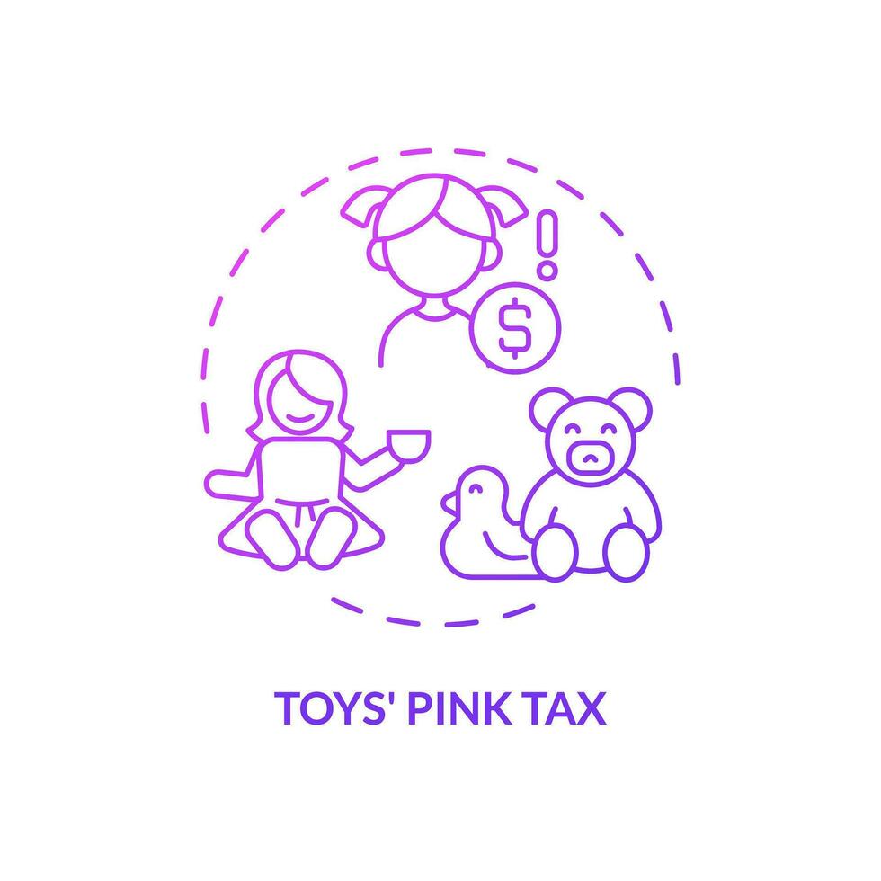 2d lutning rosa beskatta på leksak ikon, isolerat kreativ vektor, tunn linje illustration representerar rosa beskatta. vektor