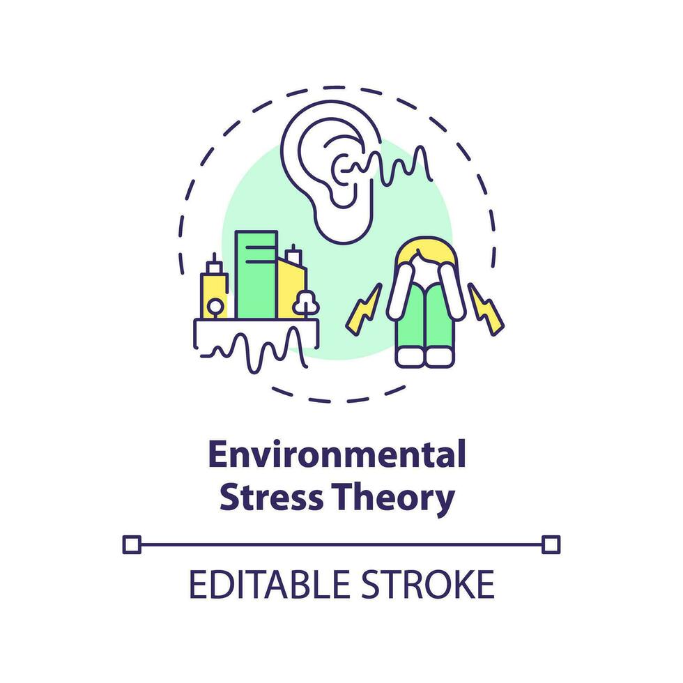 2d editierbar Mehrfarbig Umwelt Stress Theorie Symbol, einfach isoliert Vektor, dünn Linie Illustration Darstellen Umwelt Psychologie. vektor