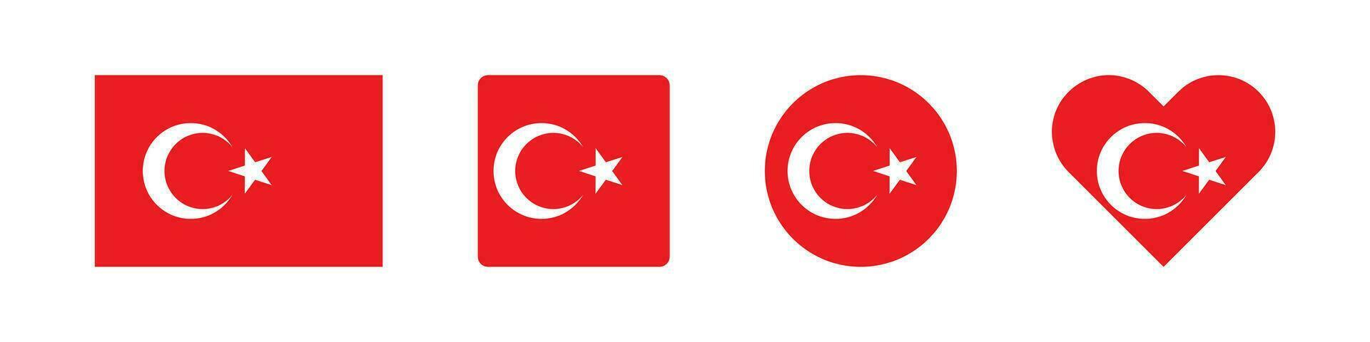 Truthahn Symbol. Türkisch Flagge Zeichen. National Abzeichen Symbol. Europa Land Symbole. Kultur Aufkleber Symbole. Vektor isoliert unterzeichnen.