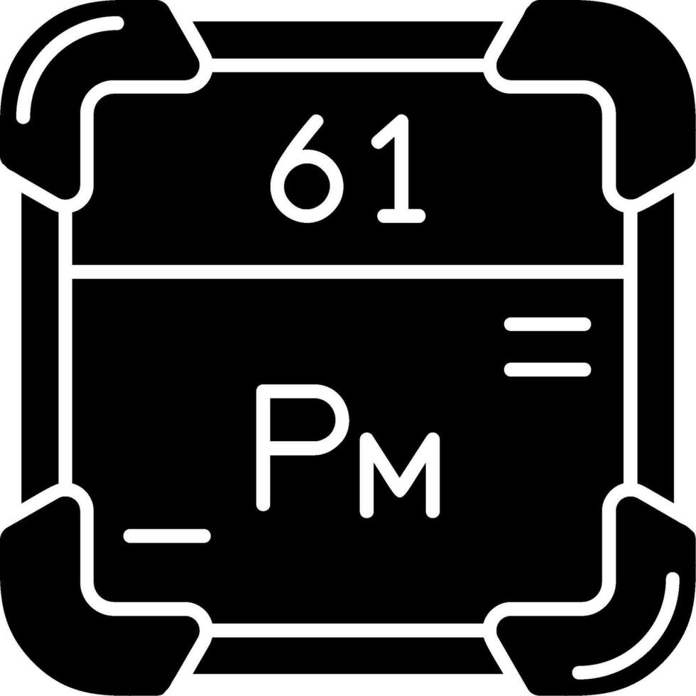 prometium glyf ikon vektor