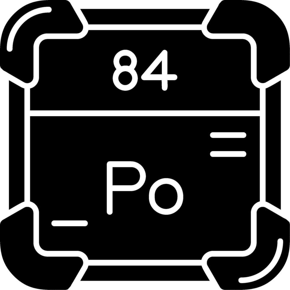 polonium glyf ikon vektor