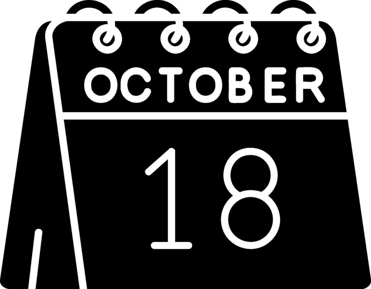18: e av oktober glyf ikon vektor