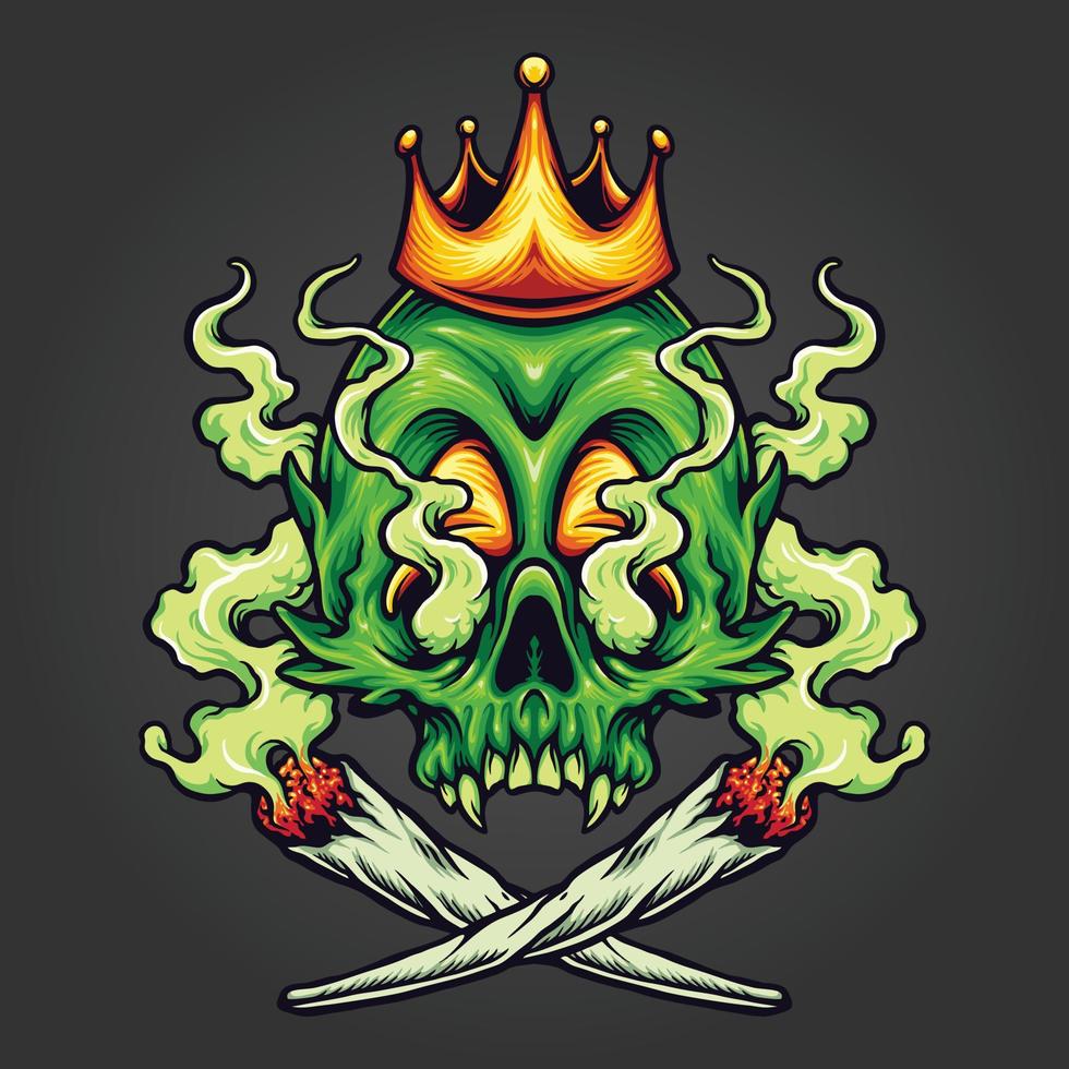 king skull cannabis ogräs rökning illustrationer vektor