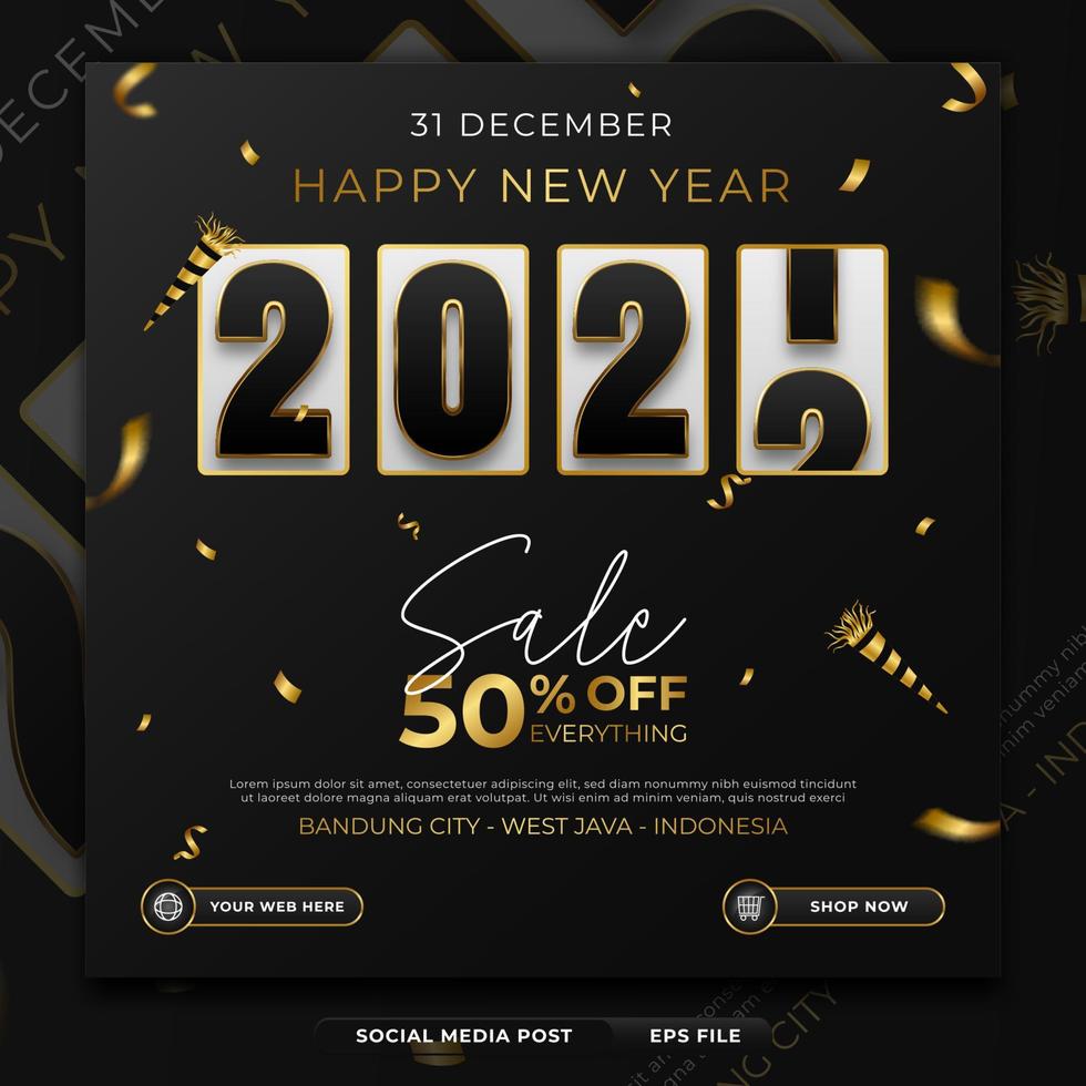 New Year Sale Promo Ankündigung Social Media Post Vorlage vektor