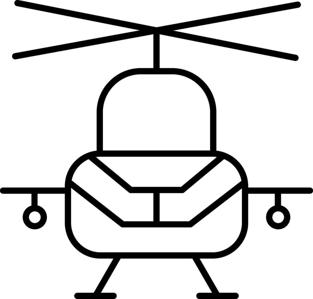 militär helikopter linje ikon vektor