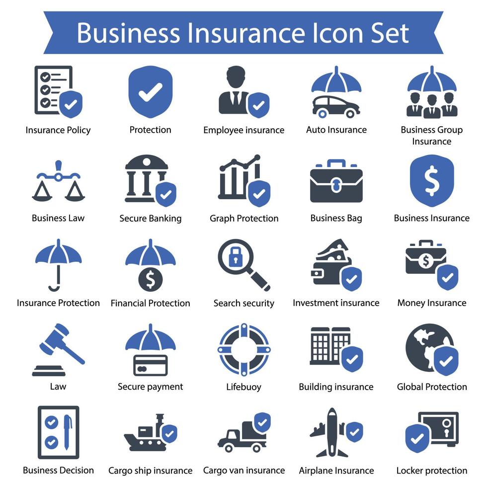 Business-Versicherung-Icon-Set vektor