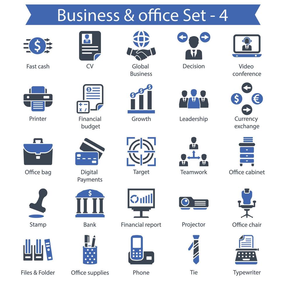 Business- und Büro-Icon-Set 4 vektor
