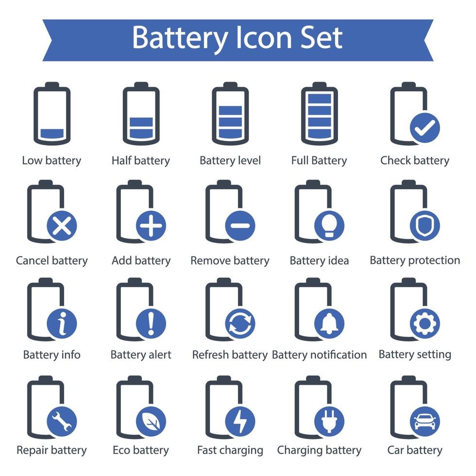 batteri Ikonuppsättning vektor