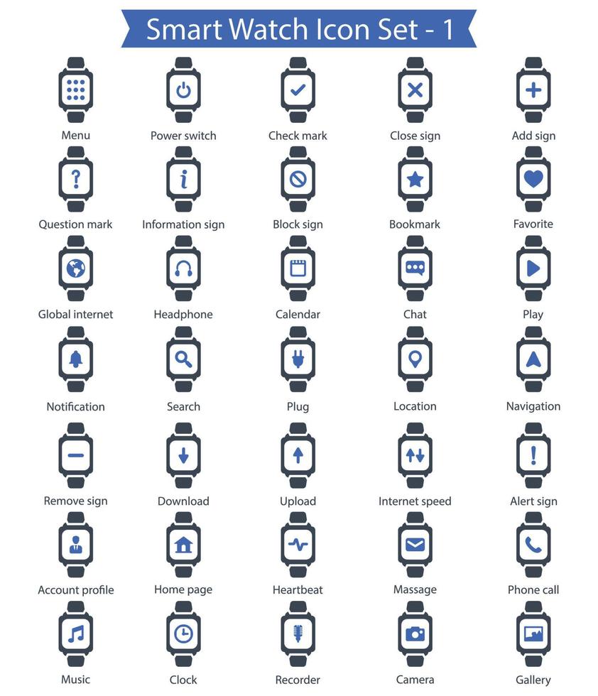 Smartwatch-Icon-Set 1 vektor