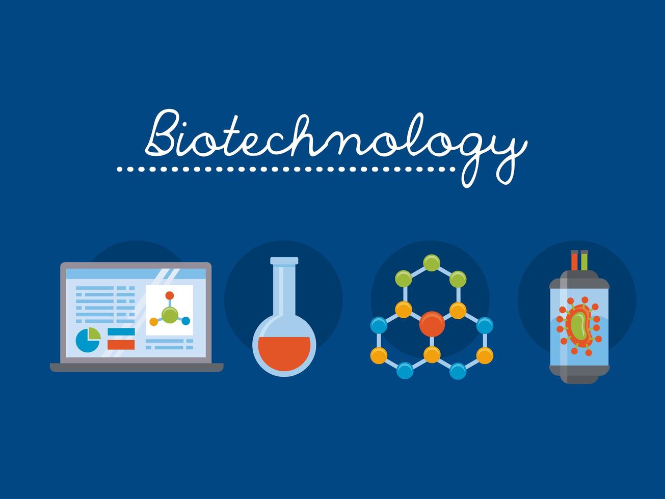 Biotechnologie vier Symbole vektor