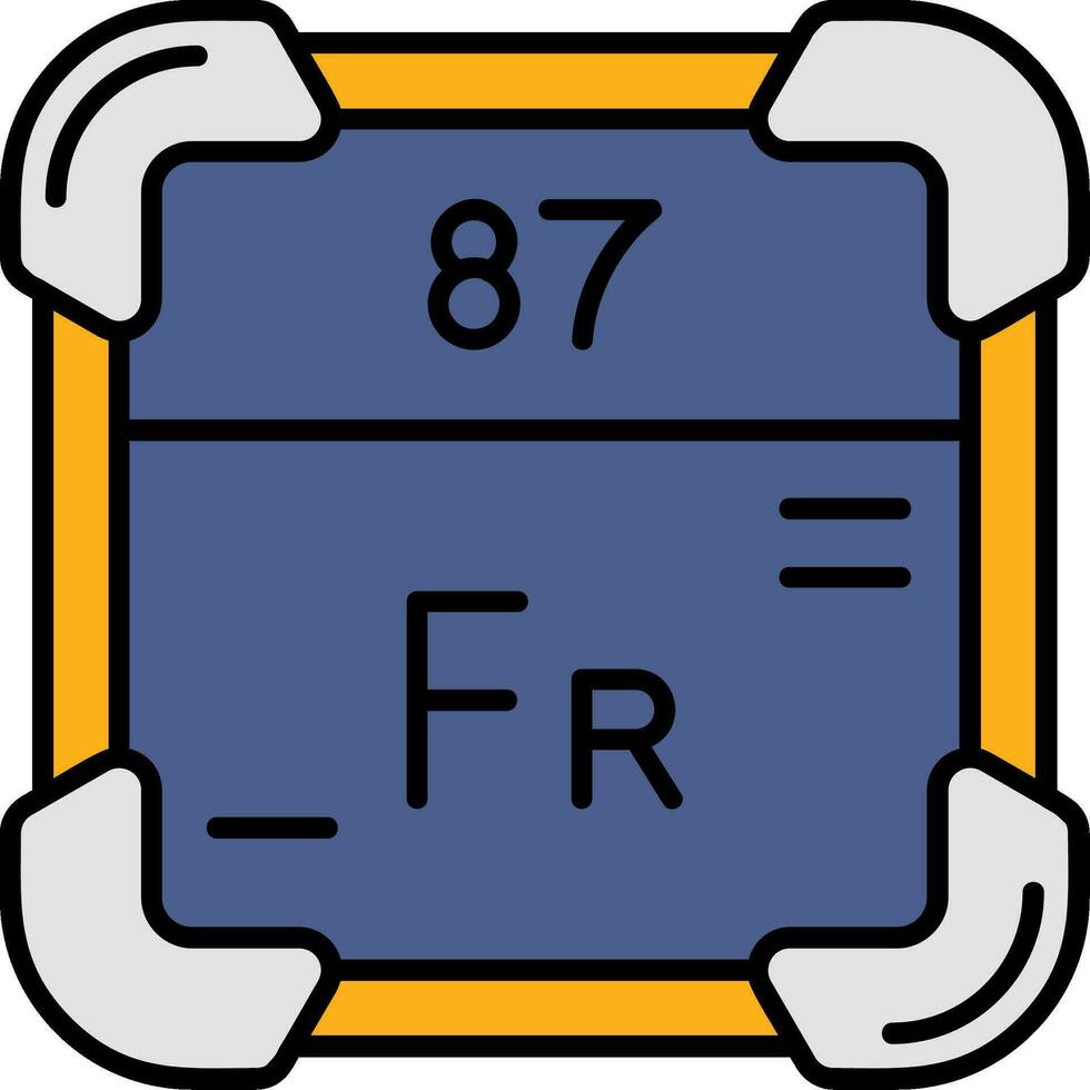 francium linje fylld ikon vektor