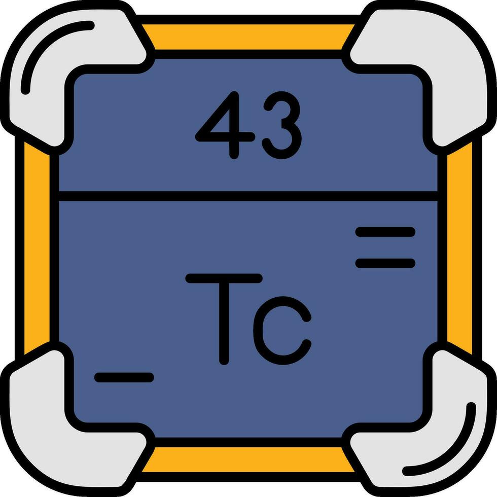 teknetium linje fylld ikon vektor