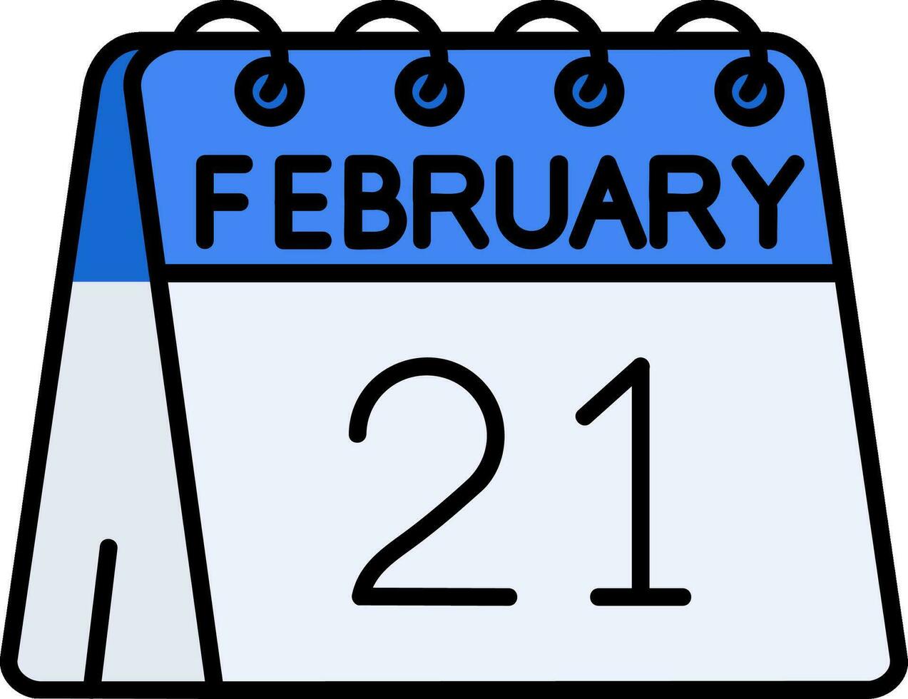 21:e av februari linje fylld ikon vektor