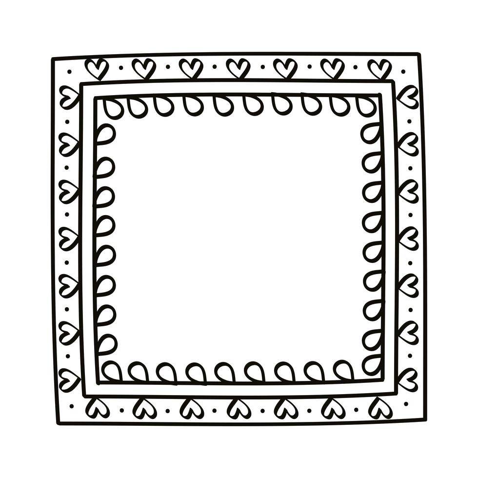 Quadratischer Herzrahmen zeichnen vektor