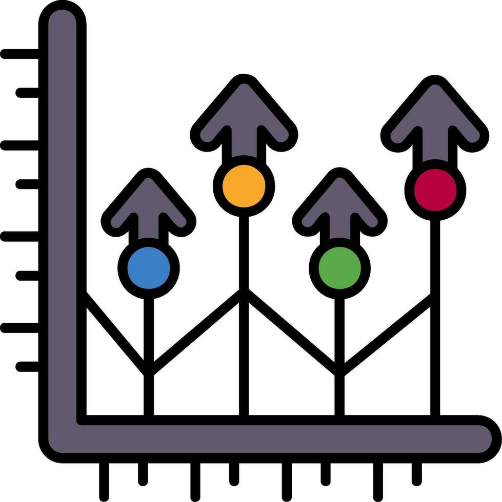 wachsen oben Linie gefüllt Symbol vektor