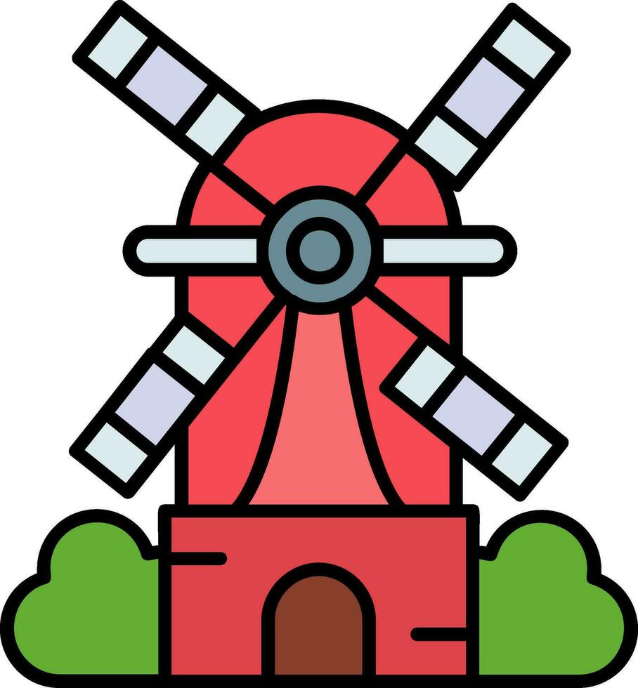 Windmühlenlinie gefülltes Symbol vektor