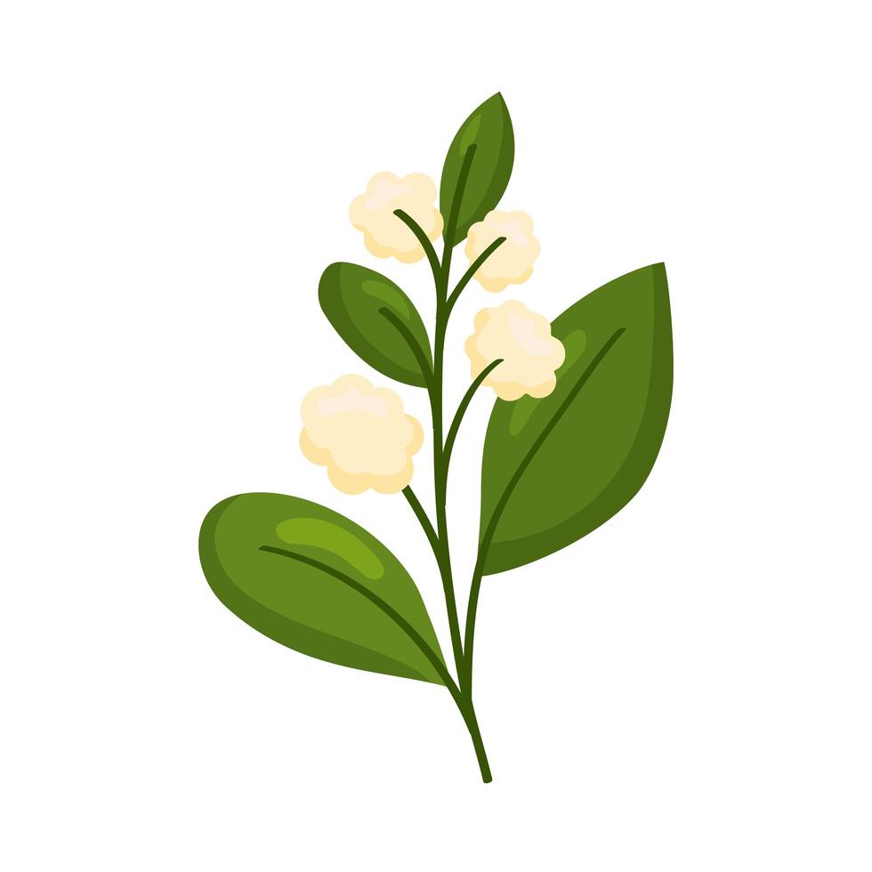 vita blommor och blad vektor