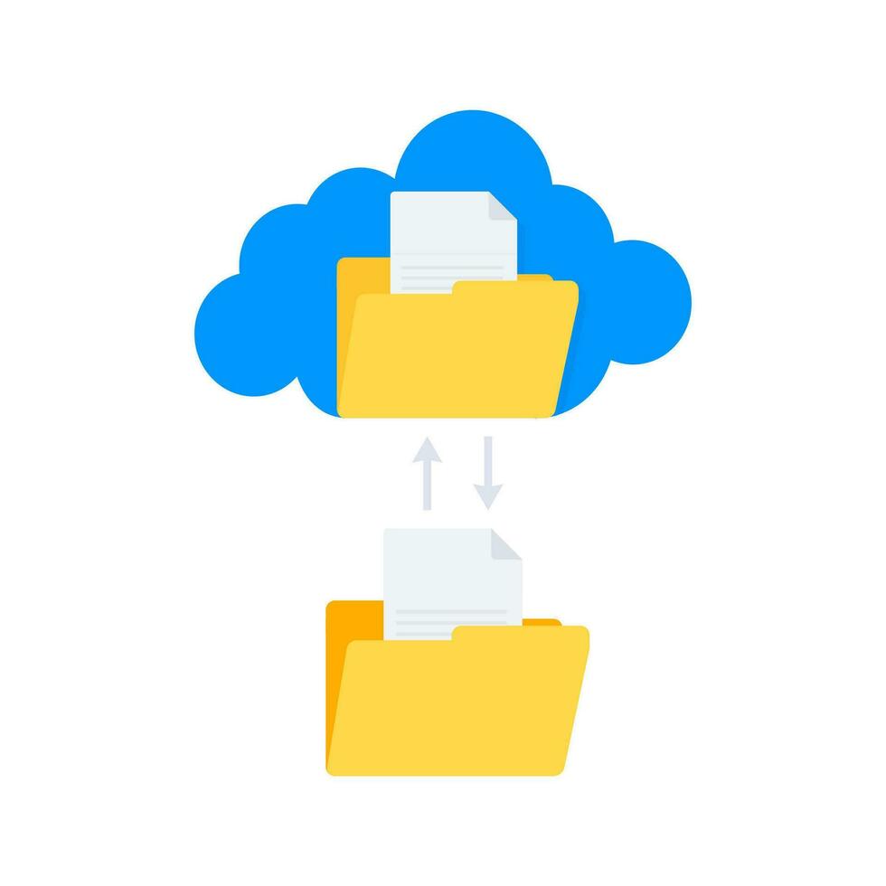 Wolke Datei synchronisieren. Datei Mappe mit Synchronisation Wolke. Daten Transfer vektor