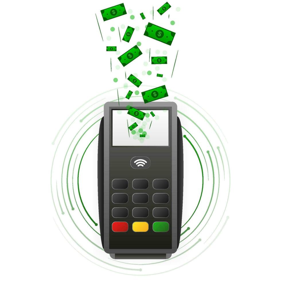Terminal, Geld, Rechnung Symbol. Digital elektronisch Währung. Geschäft Konzept. Finanzen isometrisch. Digital Bank vektor