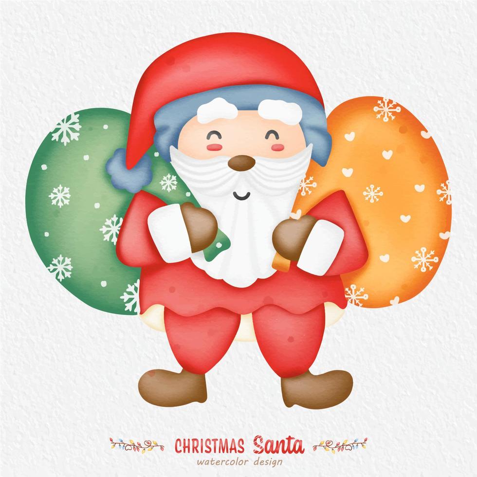 Weihnachtsmann-Aquarellillustration, mit einem Papierhintergrund. für Design, Drucke, Stoff oder Hintergrund. Weihnachten-Element-Vektor. vektor