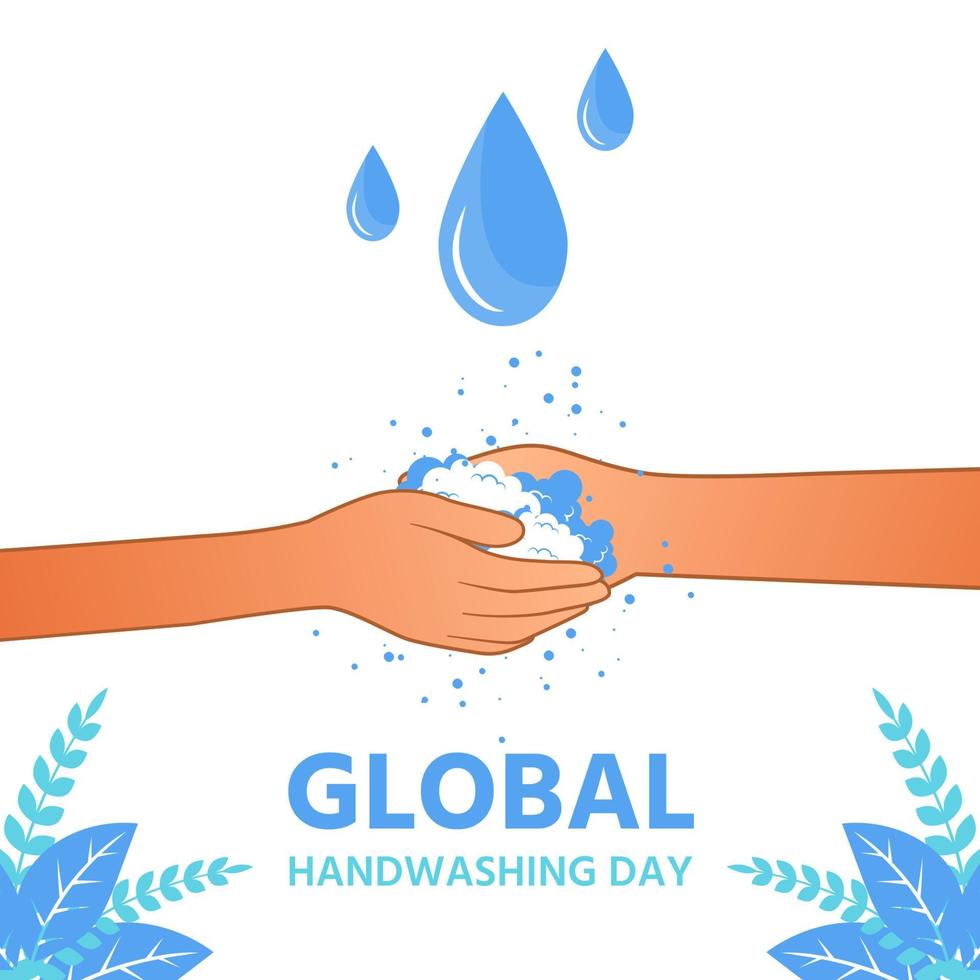 världens handtvättdag är att tvätta händerna för att förhindra bakterier vektor