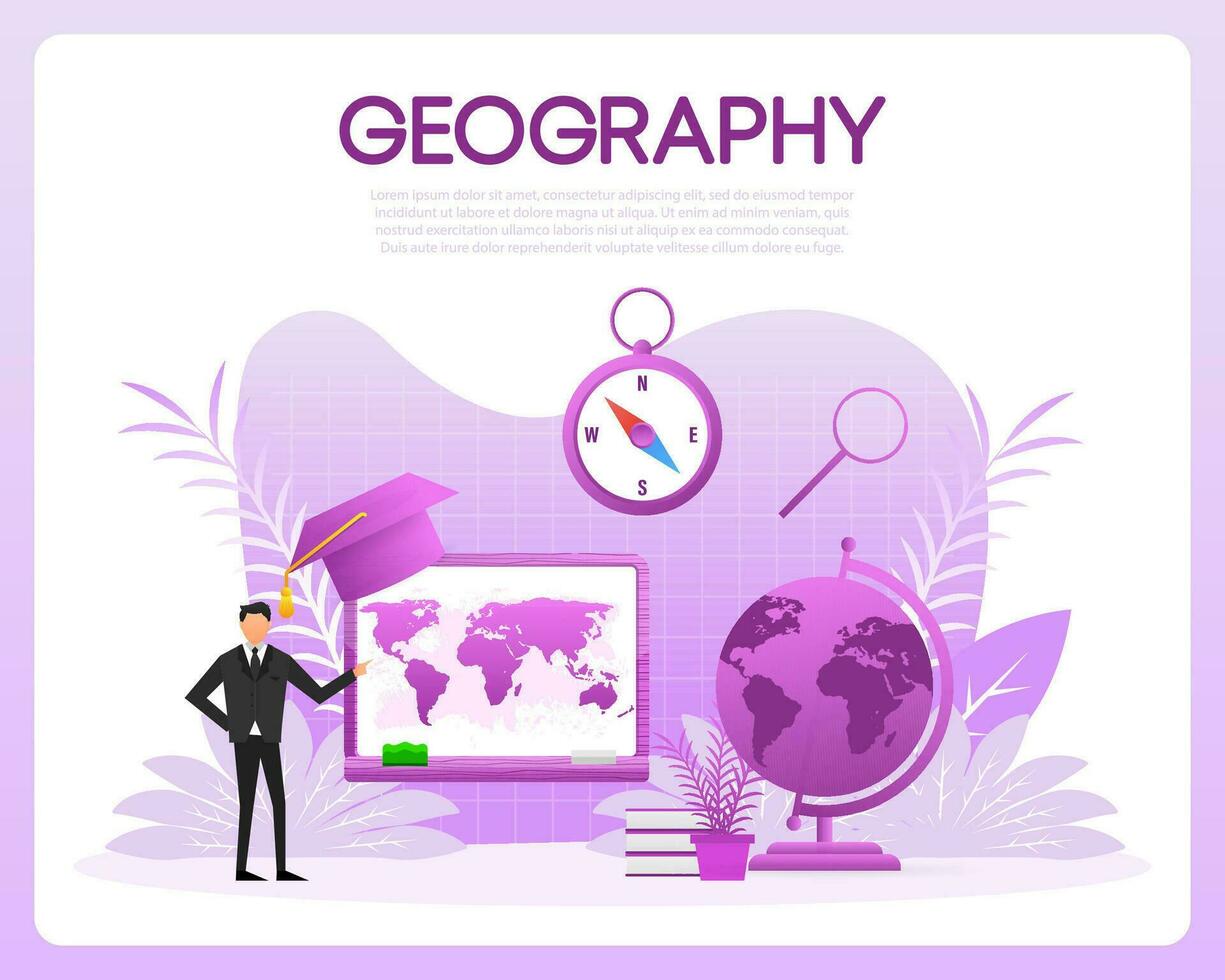 Erdkunde Lektion. Geschichte Schule Thema. Vektor Illustration.