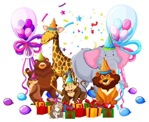 Wildes Tier feiern Geburtstag vektor