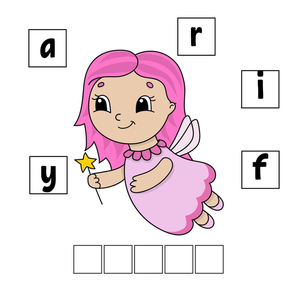 ord pussel. utbildning som utvecklar arbetsblad. lärande spel för barn. aktivitetssida. pussel för barn. gåta för förskolan. enkel platt isolerad vektorillustration i söt tecknad stil. vektor