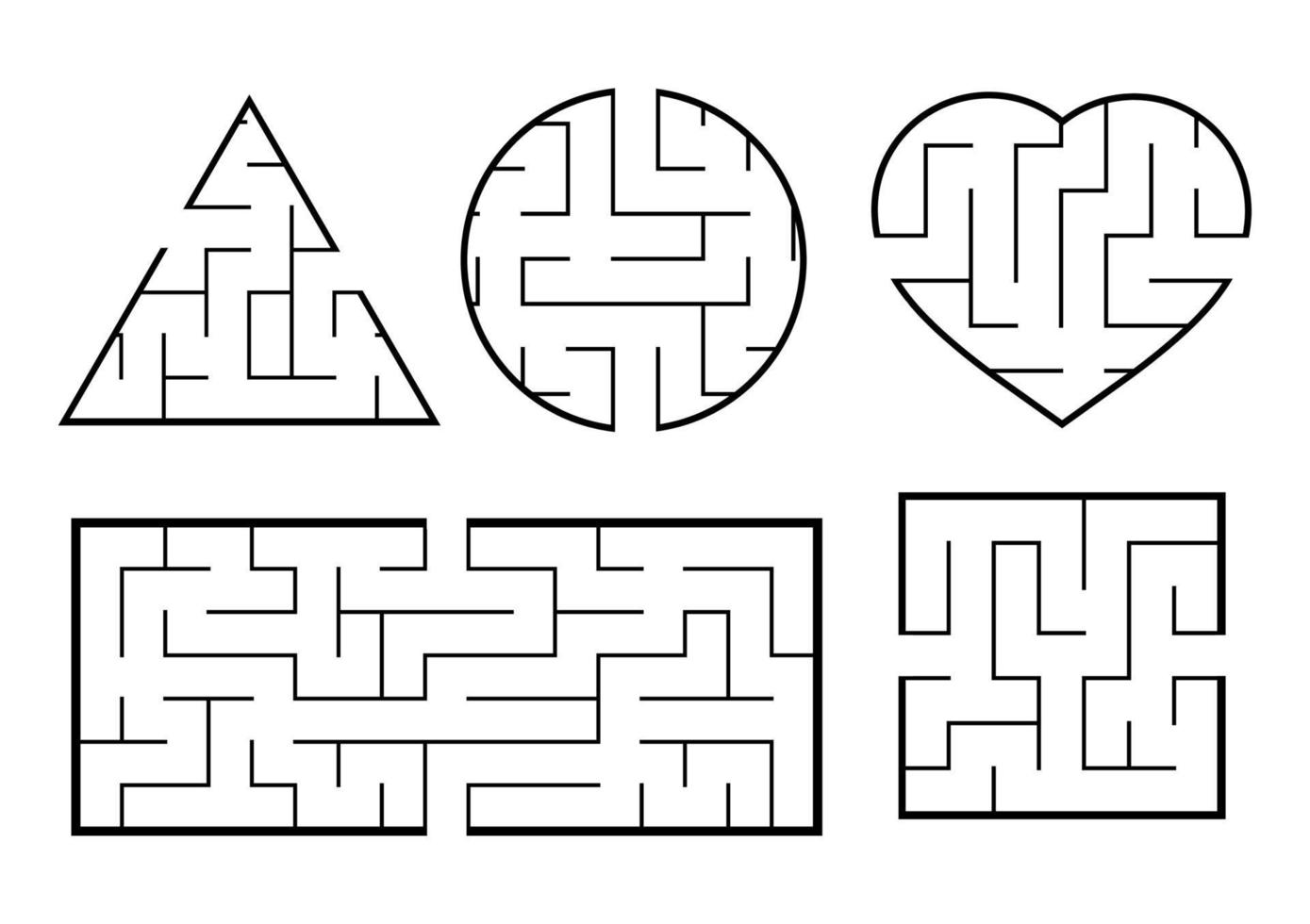 en uppsättning labyrinter. spel för barn. pussel för barn. labyrint gåta. hitta rätt väg. vektor illustration.