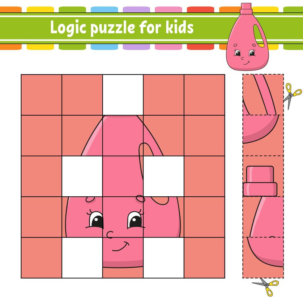 Logikrätsel für Kinder. Arbeitsblatt zur Bildungsentwicklung. Lernspiel für Kinder. Aktivitätsseite. für Kleinkind. Rätsel für die Vorschule. einfache flache isolierte Vektorgrafik im niedlichen Cartoon-Stil. vektor