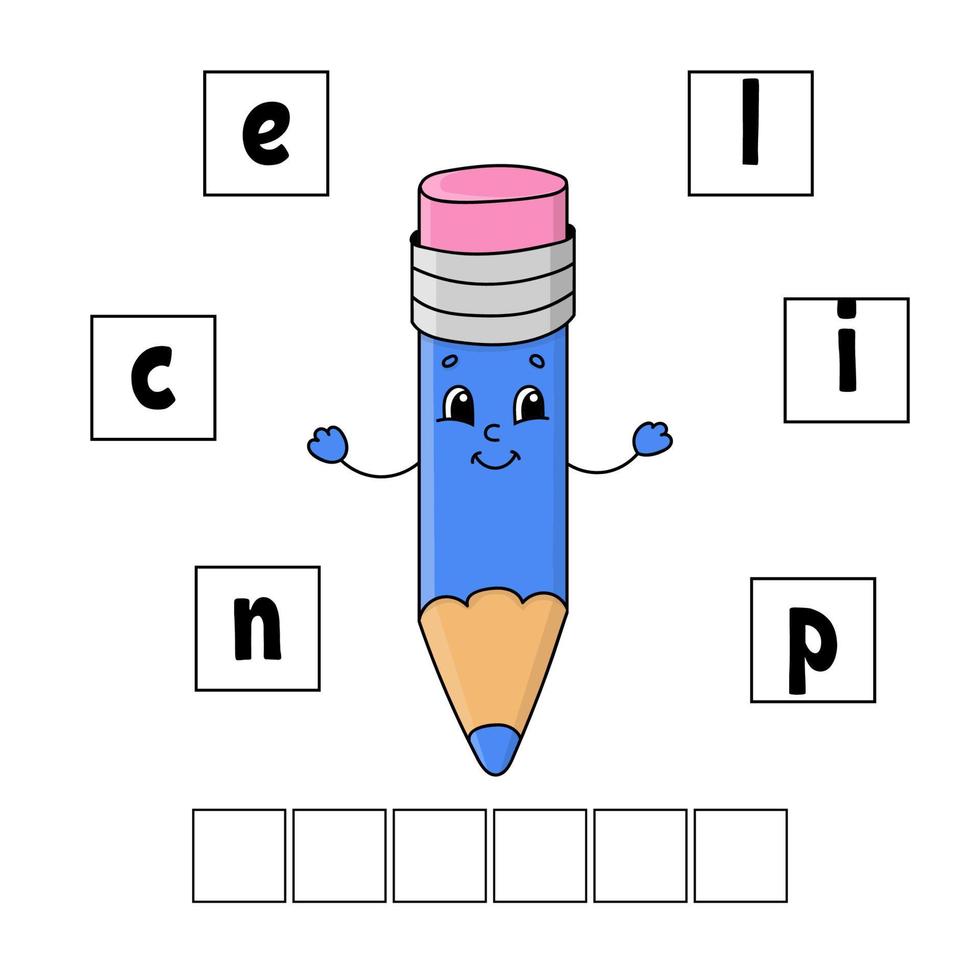 ord pussel. utbildning som utvecklar arbetsblad. lärande spel för barn. aktivitetssida. pussel för barn. gåta för förskolan. enkel platt isolerad vektorillustration i söt tecknad stil. vektor