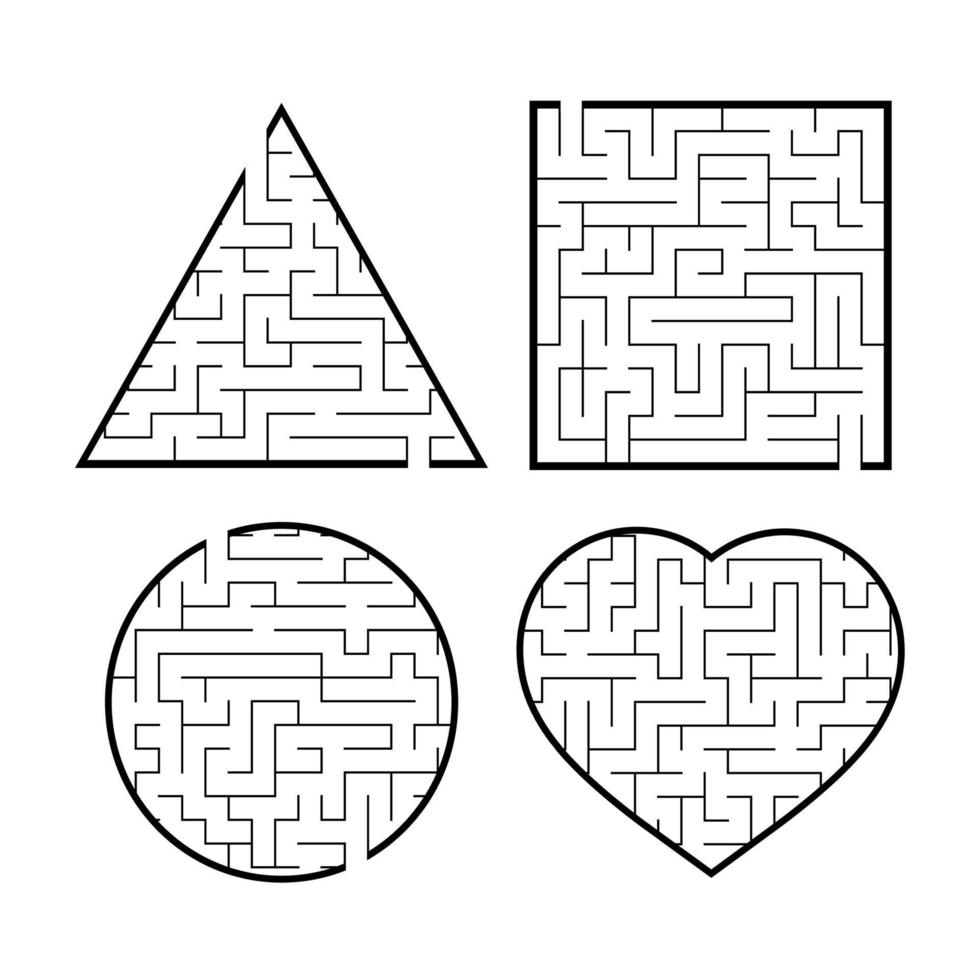 en uppsättning labyrinter. spel för barn. pussel för barn. labyrint gåta. hitta rätt väg. vektor illustration.