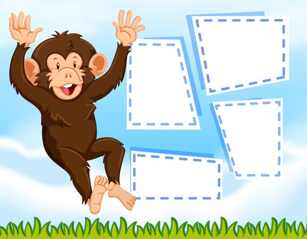 Ein Affe auf leere Notiz vektor