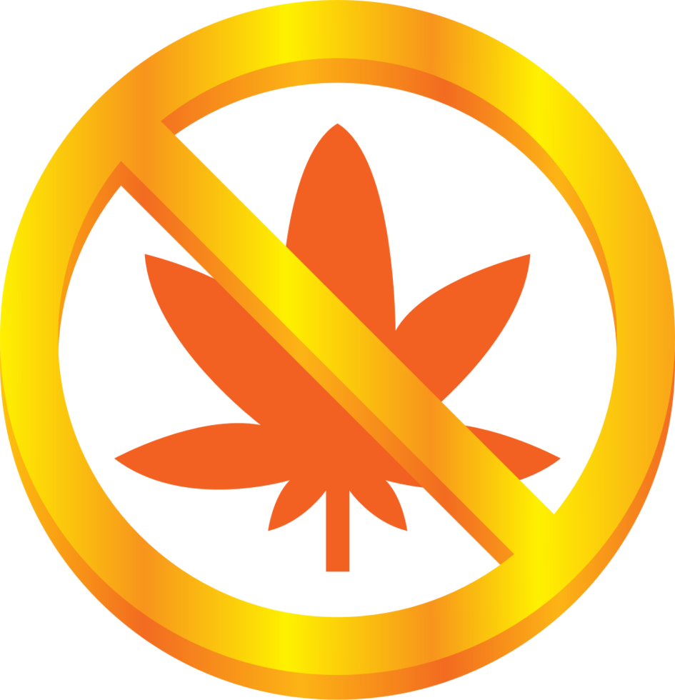 Nej läkemedel tecken guld cannabis vektor