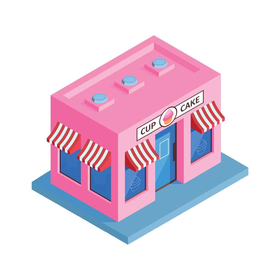 isometrische Zusammensetzung des Cupcake-Shops vektor