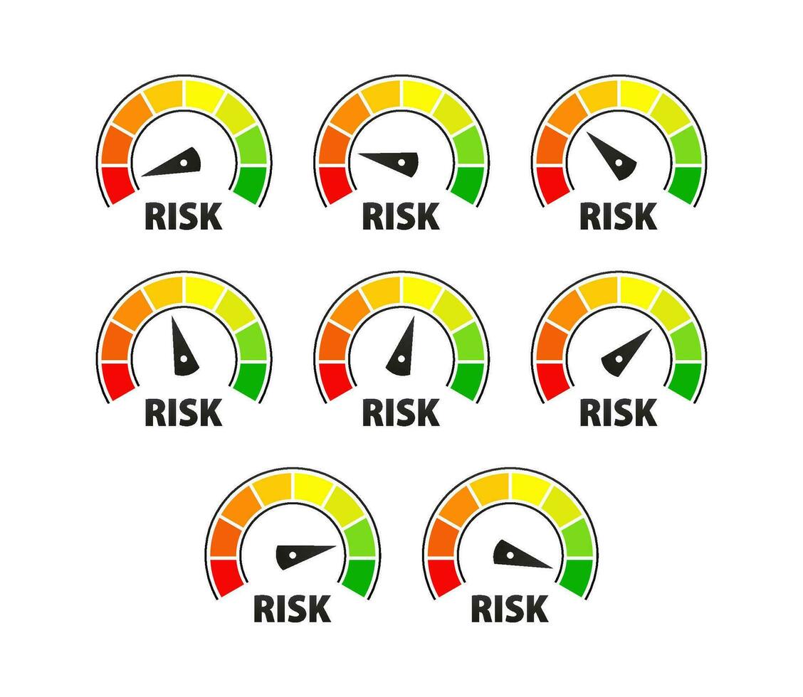 Risiko Niveau Meter. Verwaltung und mildernd Risiken zum ein sichern und erfolgreich Zukunft vektor