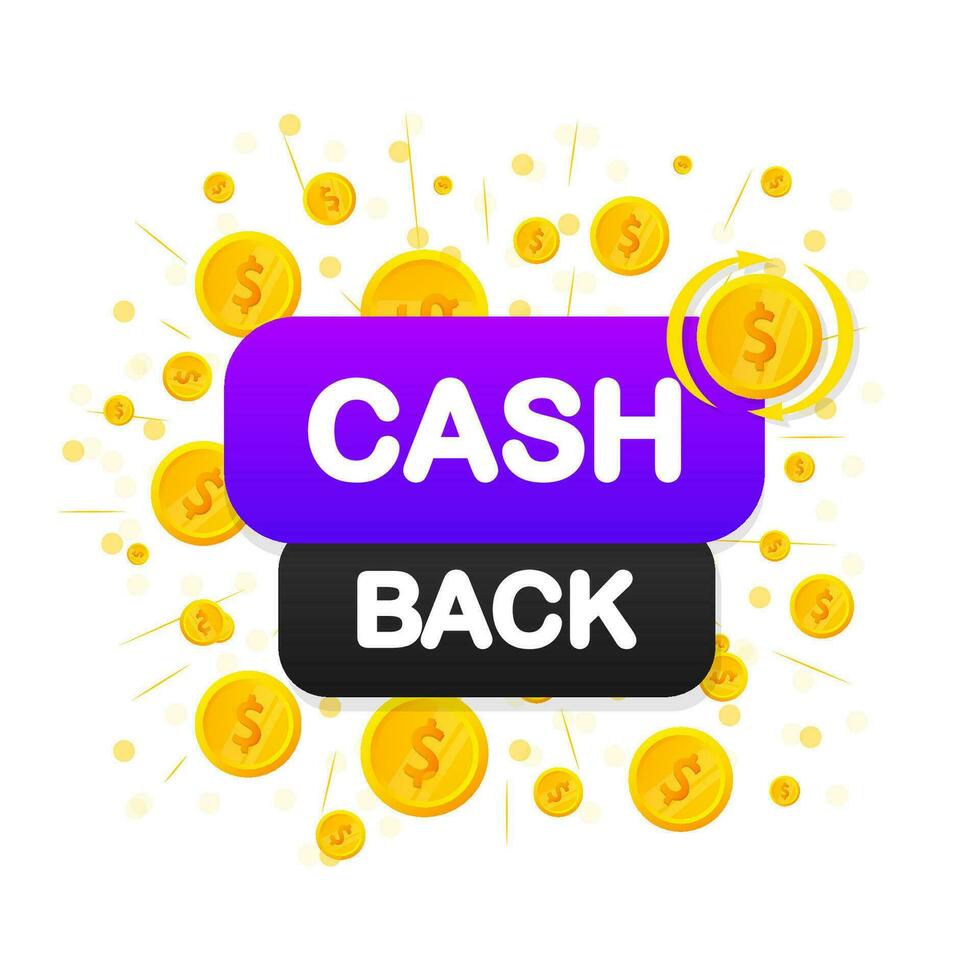 Cashback Konzept Logo. Kasse zurück Grün Banner auf Weiß Hintergrund. vektor