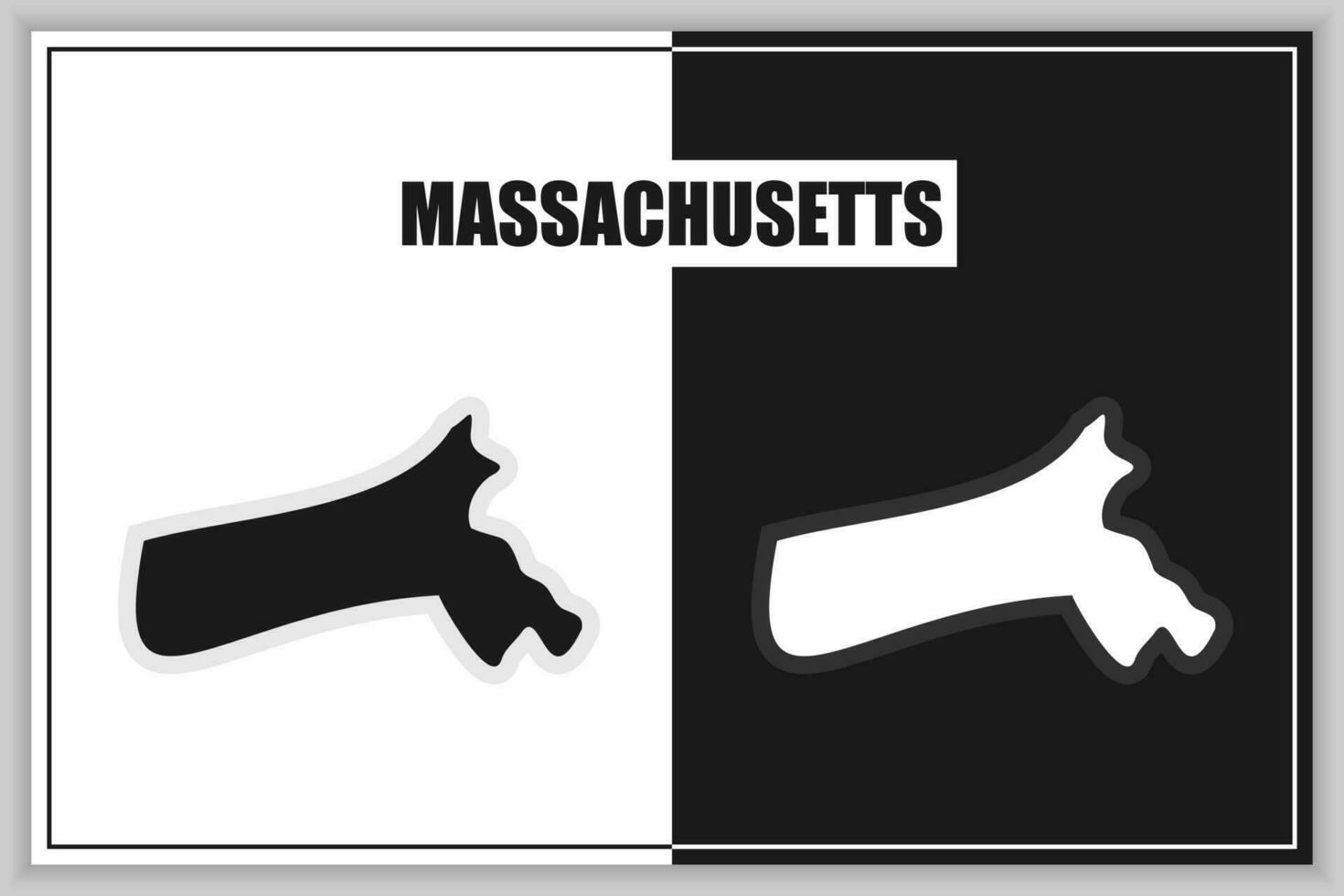 eben Stil Karte von Zustand von Massachusetts, USA. Massachusetts Umriss. Vektor Illustration