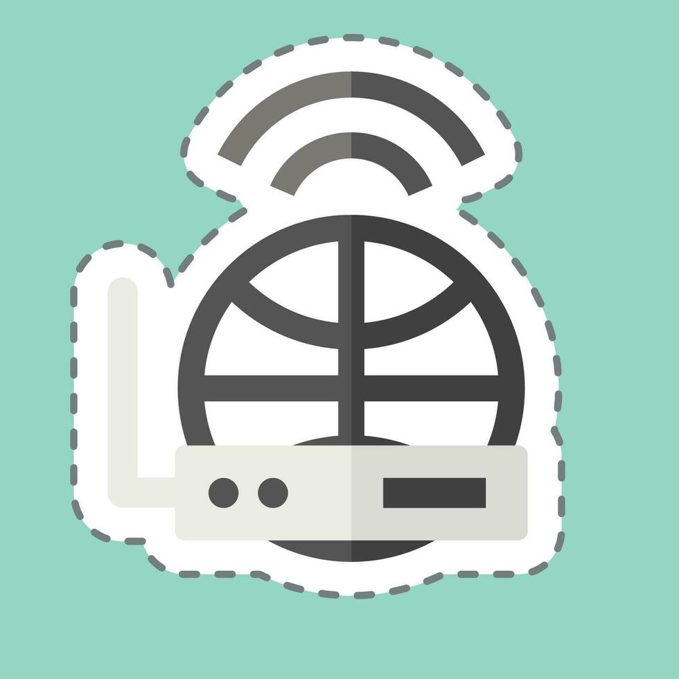 Aufkleber Linie Schnitt Internet Empfänger. verbunden zu Satellit Symbol. einfach Design editierbar. einfach Illustration vektor