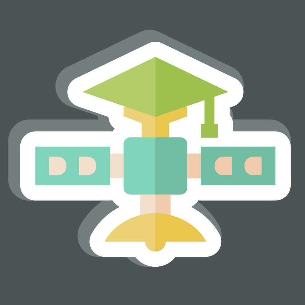 Aufkleber wissenschaftlich Satellit. verbunden zu Satellit Symbol. einfach Design editierbar. einfach Illustration vektor